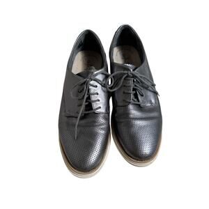 Clark's Collection Sharon Crystal Oxford wedge silver gray leather shoes Sz 8.5